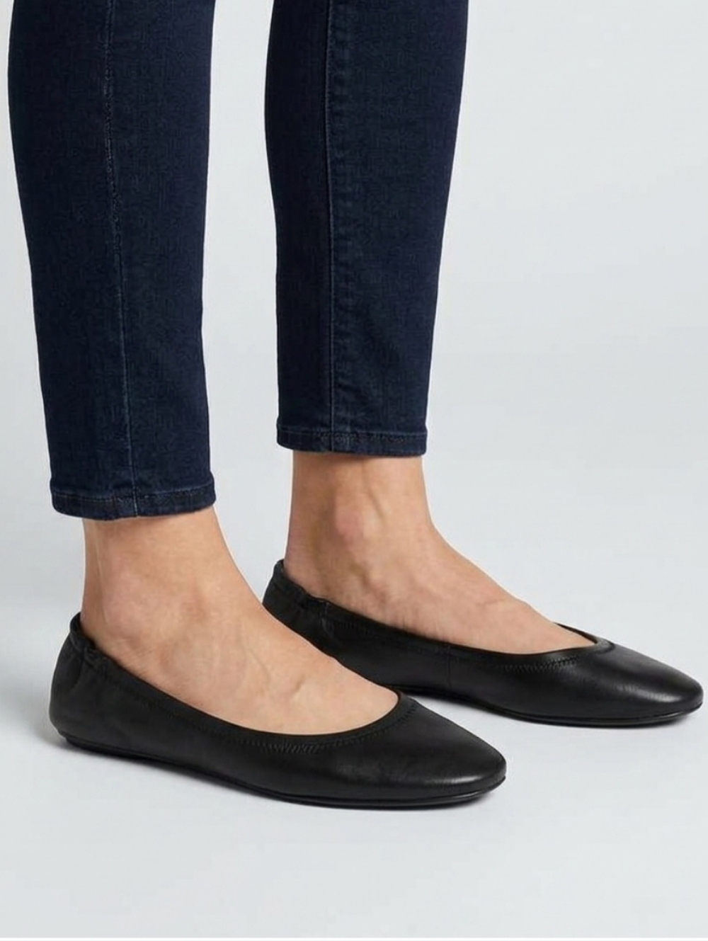 New Quince Italian Leather On-The-Go Black Ballet Flat Woman's Size 10